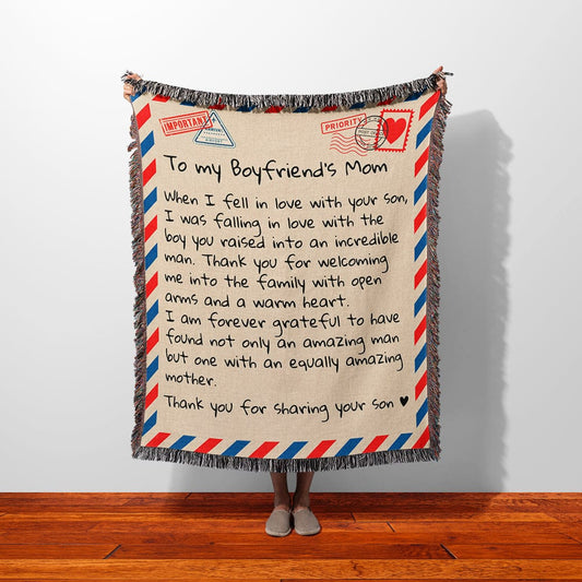 Jewelry To My Boyfriend's Mom - 100% Cotton Woven Blanket - Giant Love Letter - WB05