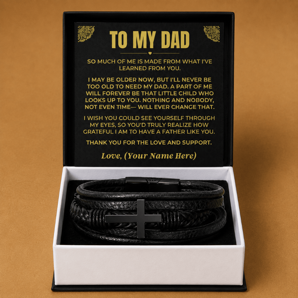 Jewelry To My Dad - I Love & Appreciate You - Cross Braided Bracelet - Gift Set - SS618