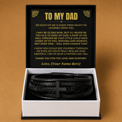 Jewelry To My Dad - I Love & Appreciate You - Cross Braided Bracelet - Gift Set - SS618