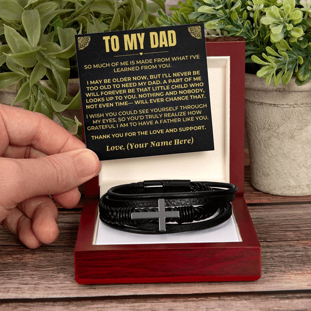 Jewelry To My Dad - I Love & Appreciate You - Cross Braided Bracelet - Gift Set - SS618