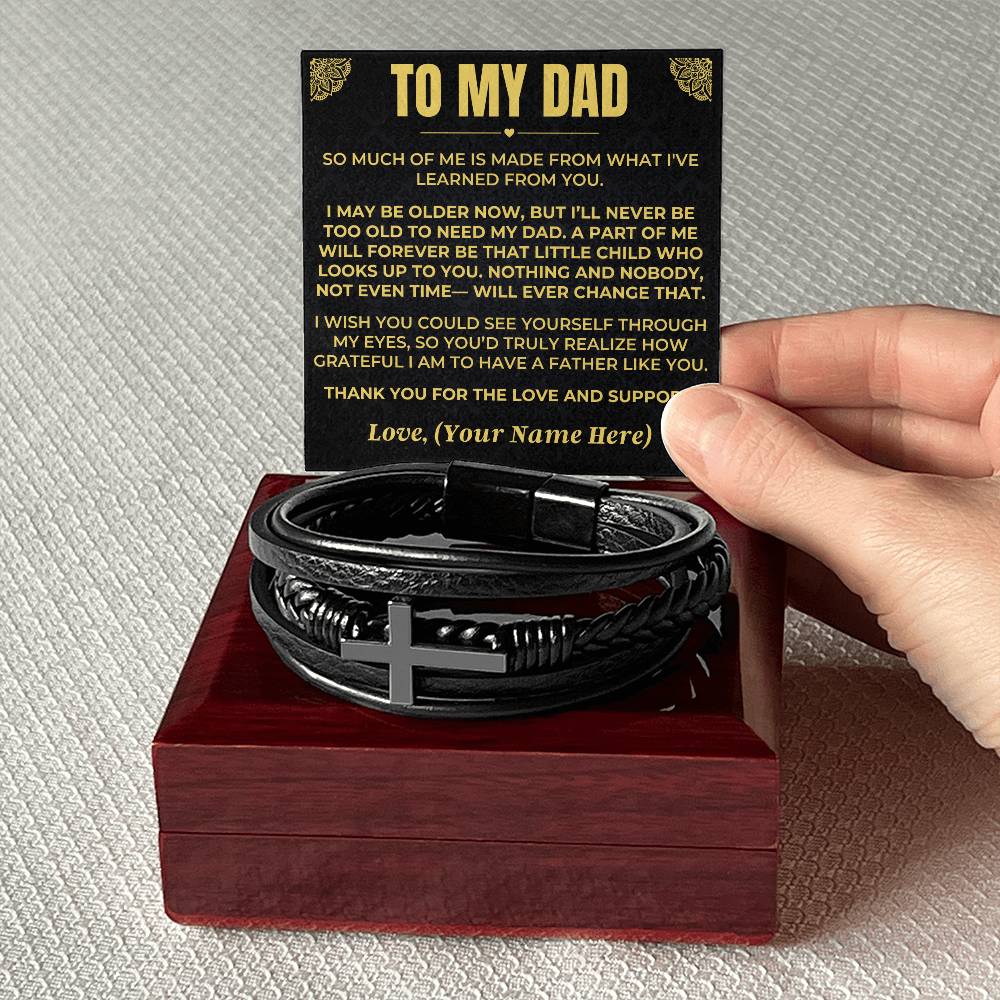 Jewelry To My Dad - I Love & Appreciate You - Cross Braided Bracelet - Gift Set - SS618