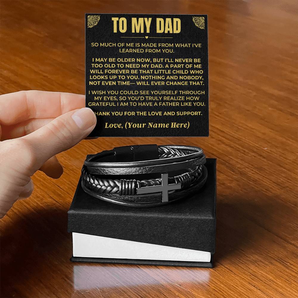 Jewelry To My Dad - I Love & Appreciate You - Cross Braided Bracelet - Gift Set - SS618