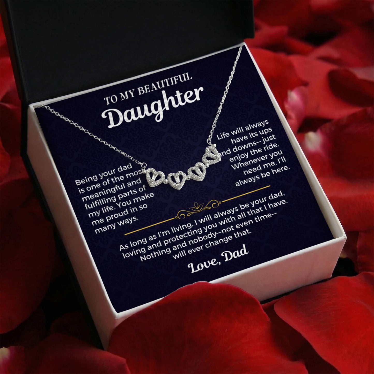 Jewelry To My Daughter - Being Your Dad - Magnetic Hearts Necklace Gift Set - SS619