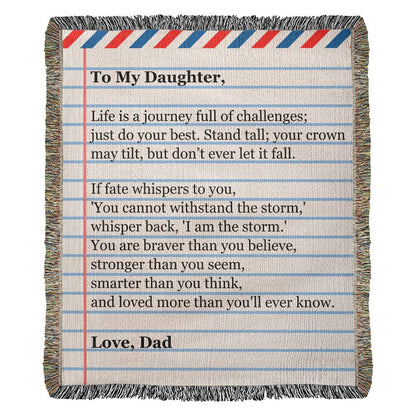 Jewelry To My Daughter - Love Dad - Giant Love Note - Premium Woven Blanket - WB04