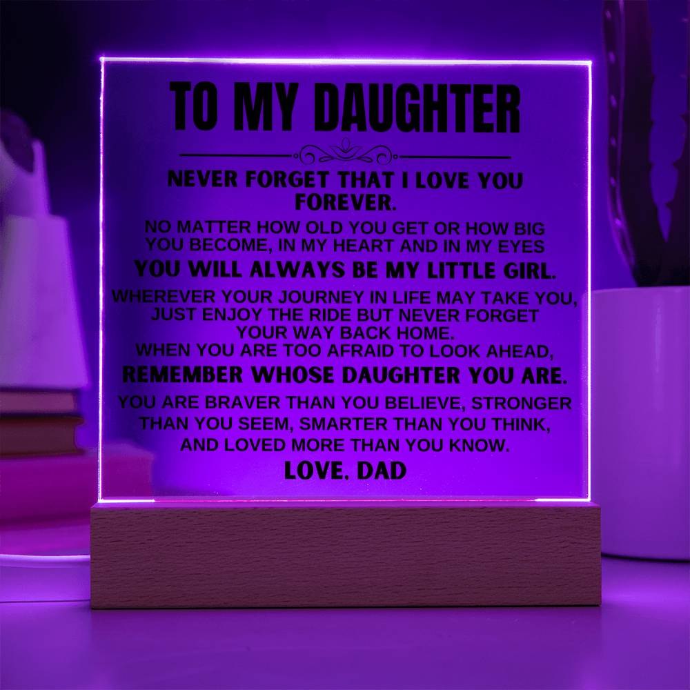 Jewelry To My Daughter "You'll Always Be My Little Girl" LED-Lit Acrylic Plaque - AC20