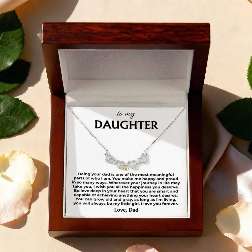 Jewelry To My Daughter - You Make Me Happy - Love, Dad - Magnetic Hearts Necklace Gift Set - SS621
