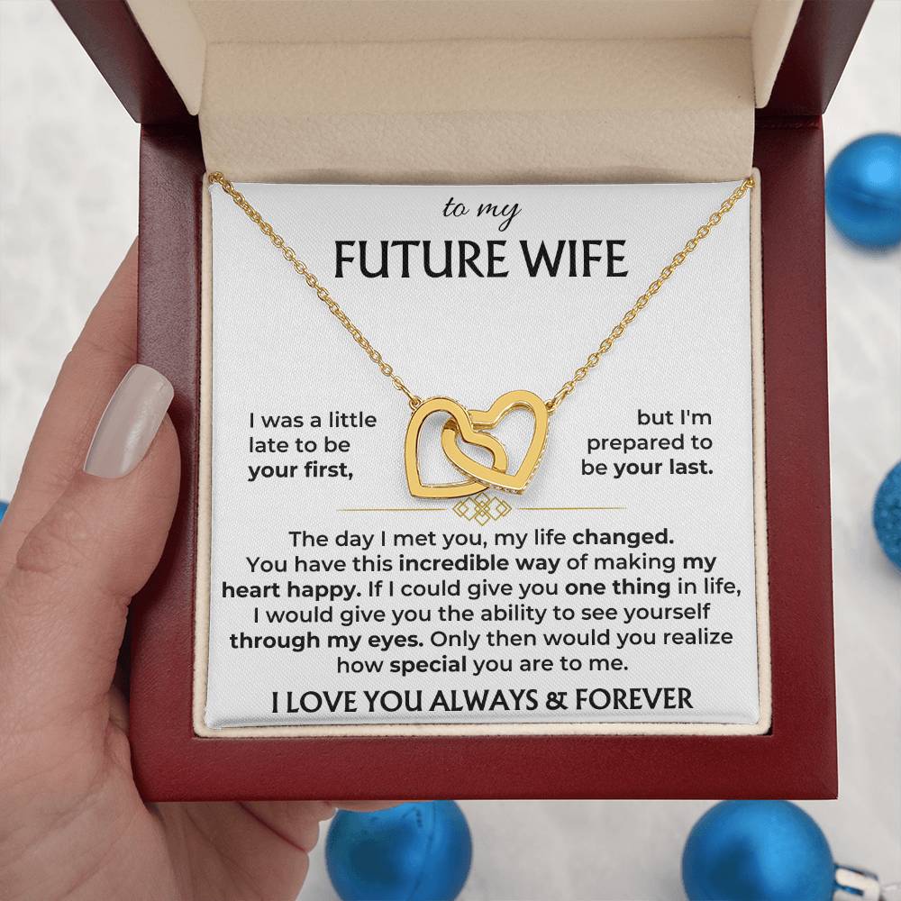 Jewelry To My Future Wife - 18k Interlocked-Hearts Necklace Gift Set - SS503V2