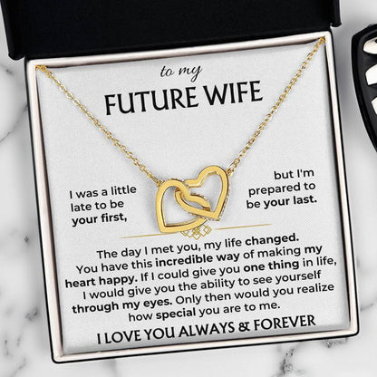 Jewelry To My Future Wife - 18k Interlocked-Hearts Necklace Gift Set - SS503V2