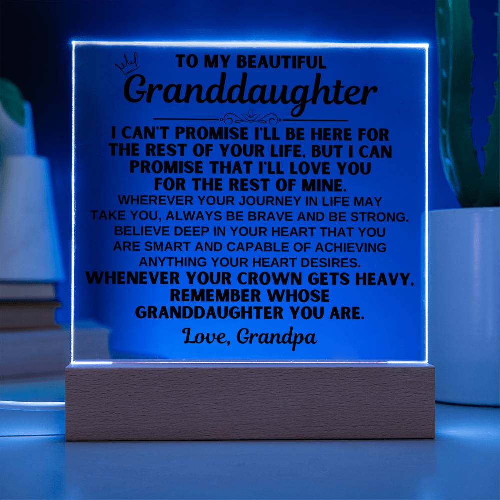 Jewelry To My Granddaughter - Love Grandpa - LED-Lit Acrylic Plaque - AC26