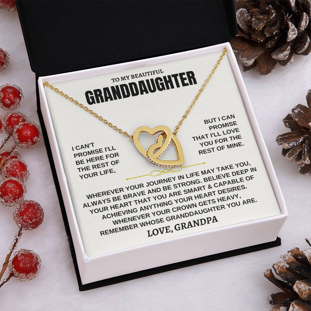 Jewelry To My Granddaughter - Personalized 18k Yellow Gold Interlocked Hearts Gift Set - SS117