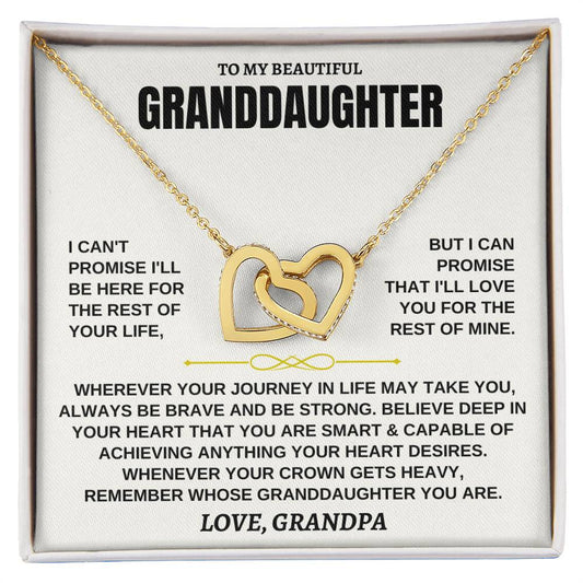 Jewelry To My Granddaughter - Personalized 18k Yellow Gold Interlocked Hearts Gift Set - SS117