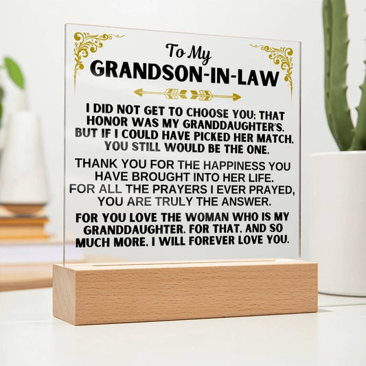 Jewelry To My Grandson-in-Law - LED-Lit Acrylic Plaque - AC31