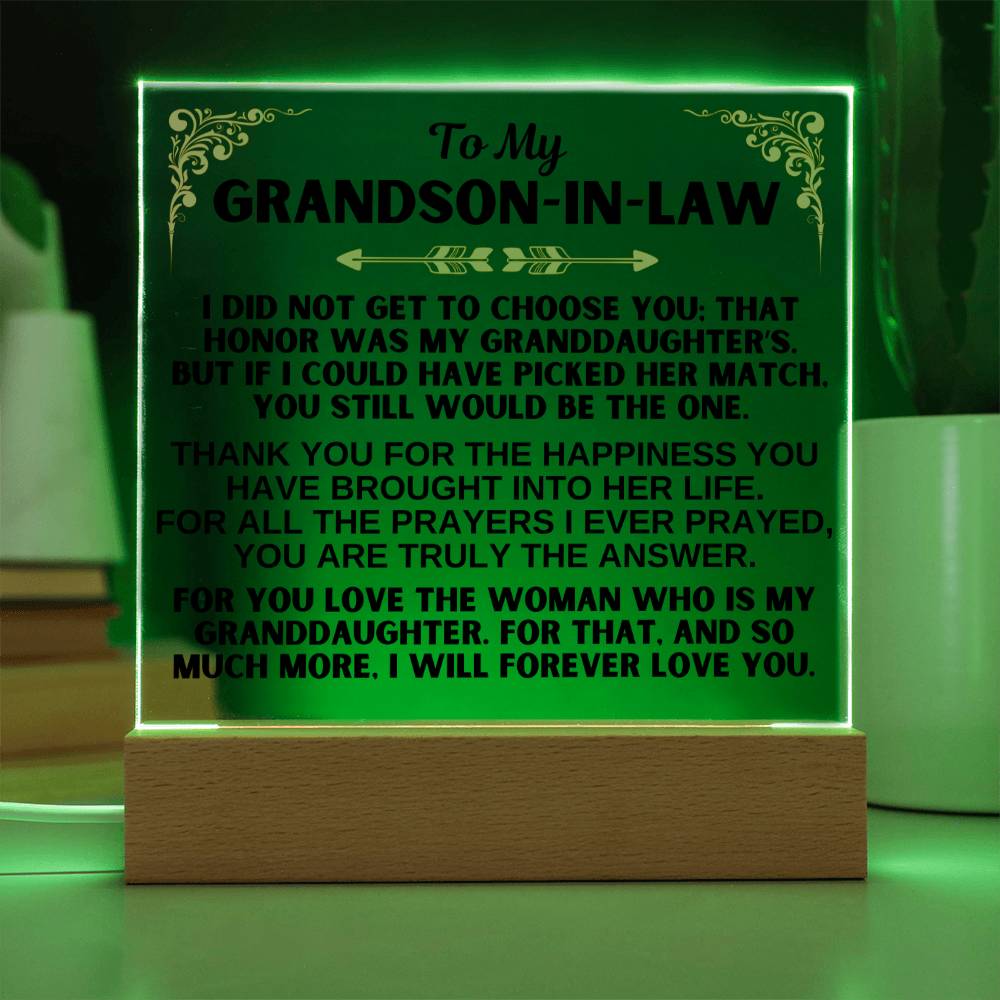 Jewelry To My Grandson-in-Law - LED-Lit Acrylic Plaque - AC31