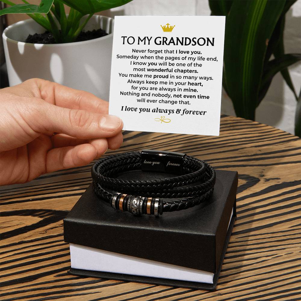 Jewelry To My Grandson | Love You Forever | Braided Bracelet Gift Set - SS581