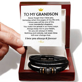 Love You Forever Braided Bracelet – Gift For Son Or Grandson, Leather & Alloy, Magnetic Clasp, From Mom/Dad