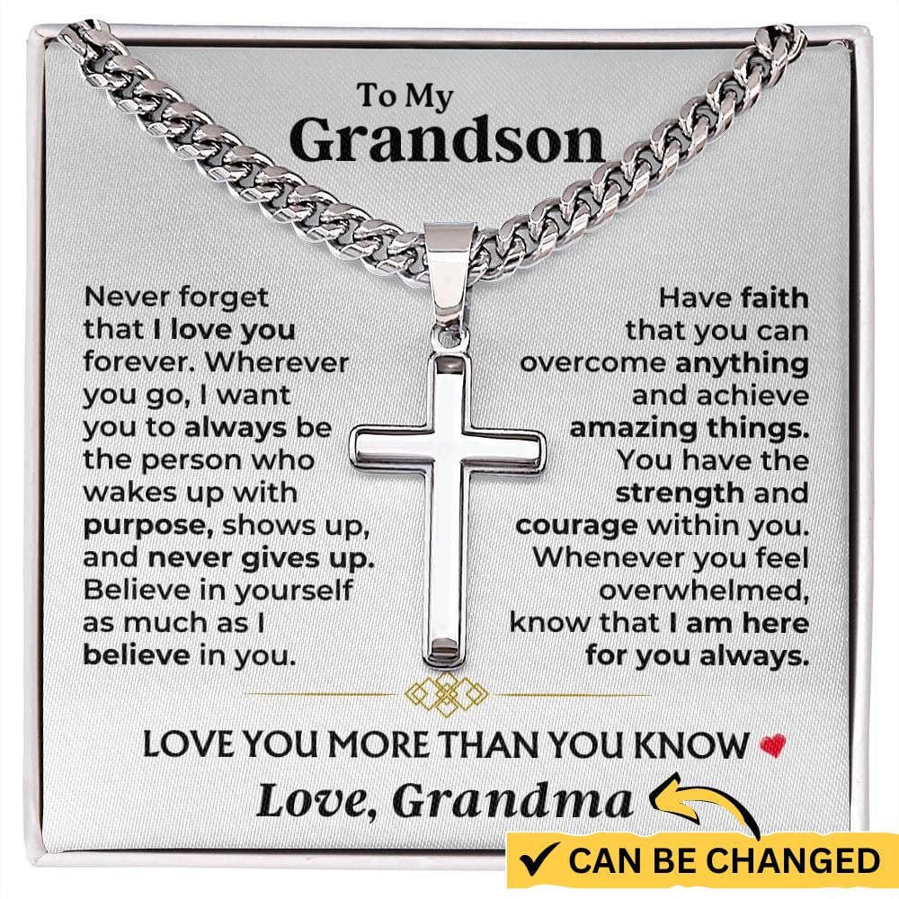 Jewelry To My Grandson - Love You More Than You Know - Artisan Cross Gift Set - SS604GS