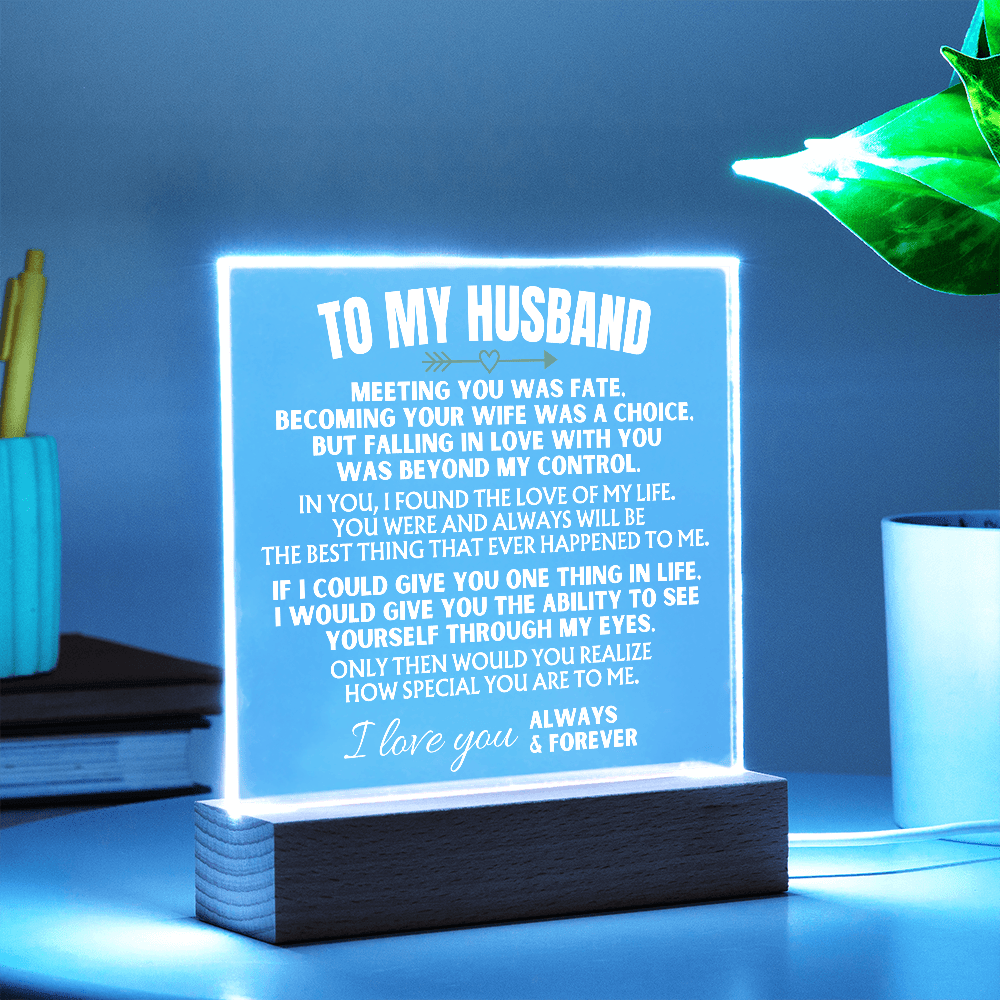 Jewelry To My Husband - Acrylic Plaque with LED-Lit Wooden Base - AC39
