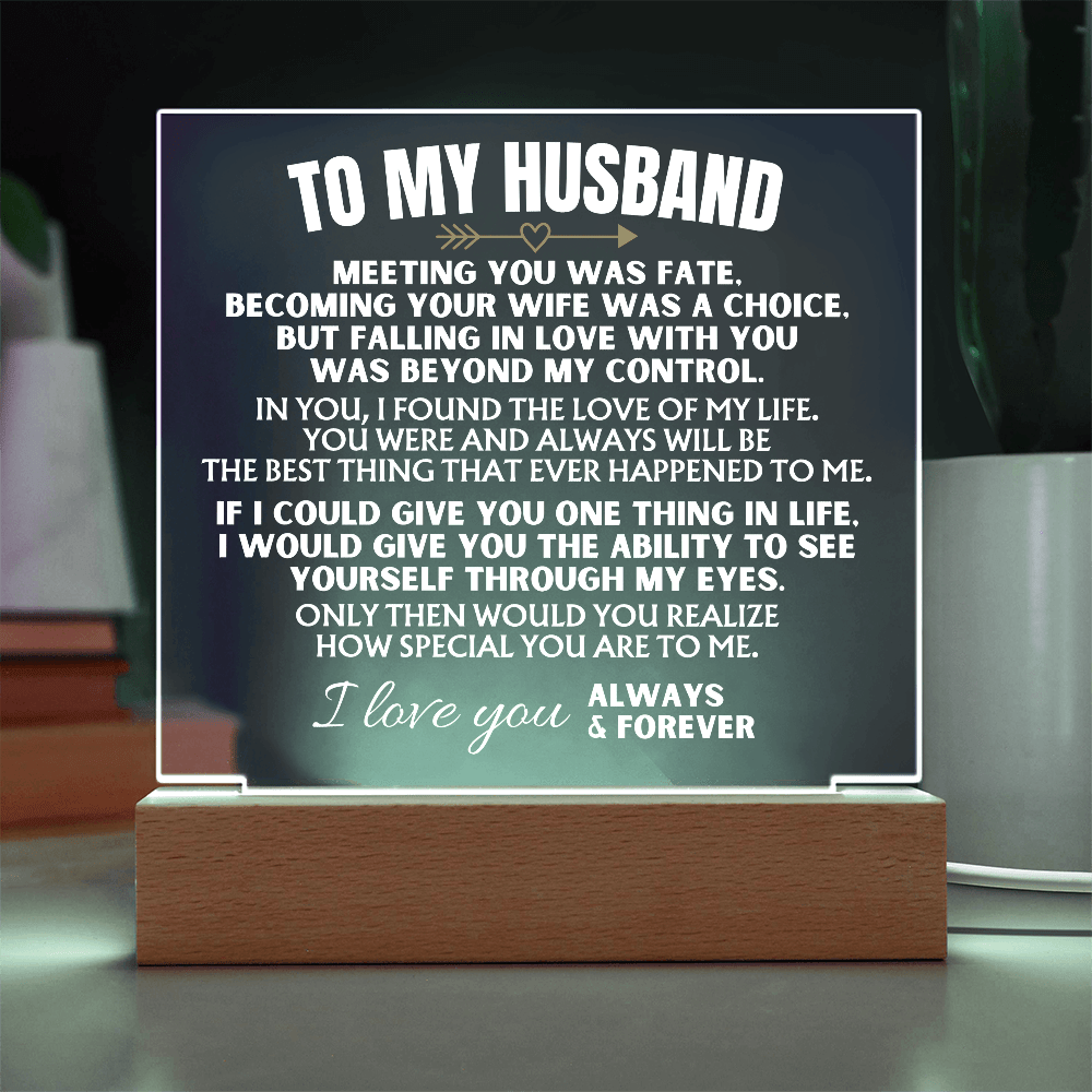 Jewelry To My Husband - Acrylic Plaque with LED-Lit Wooden Base - AC39