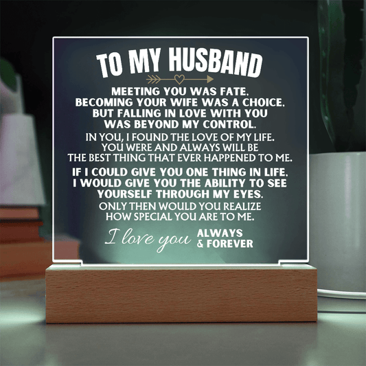 Jewelry To My Husband - Acrylic Plaque with LED-Lit Wooden Base - AC39