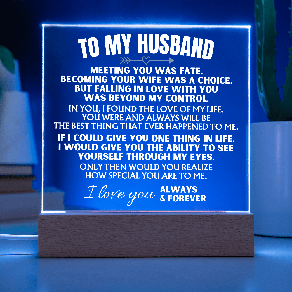 Jewelry To My Husband - Acrylic Plaque with LED-Lit Wooden Base - AC39