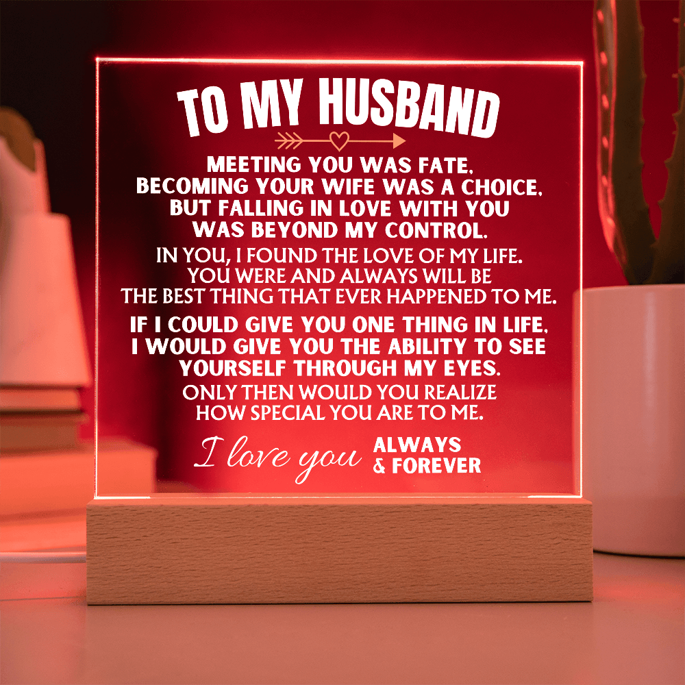 Jewelry To My Husband - Acrylic Plaque with LED-Lit Wooden Base - AC39