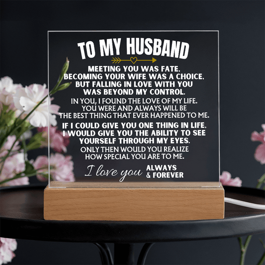 Jewelry To My Husband - Acrylic Plaque with LED-Lit Wooden Base - AC39