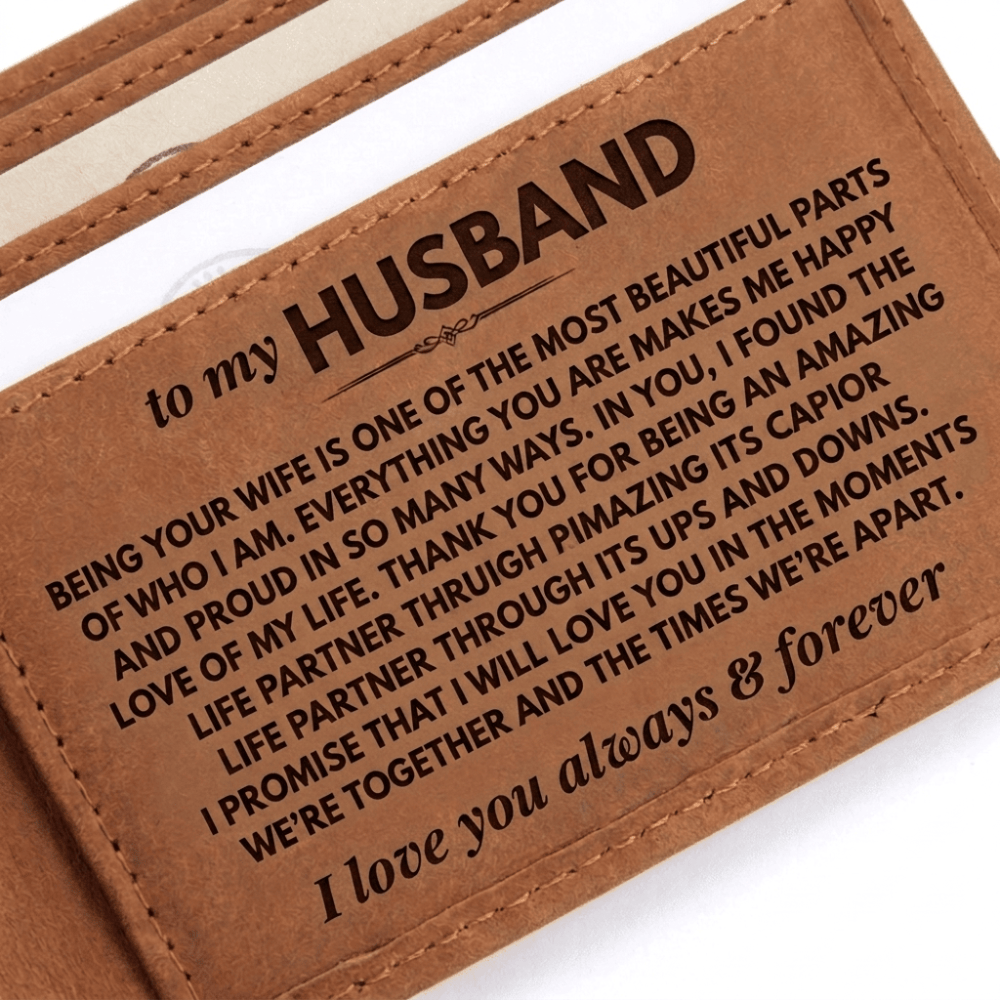 Jewelry To My Husband - Being Your Wife - Engraved Premium Bi-fold Leather Wallet - SS626