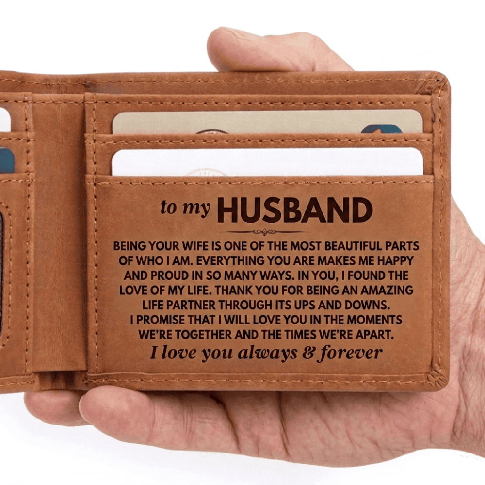 Jewelry To My Husband - Being Your Wife - Engraved Premium Bi-fold Leather Wallet - SS626