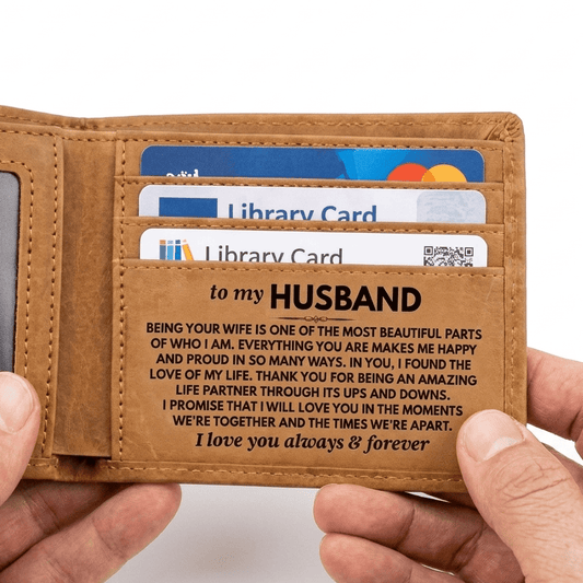 Jewelry To My Husband - Being Your Wife - Engraved Premium Bi-fold Leather Wallet - SS626