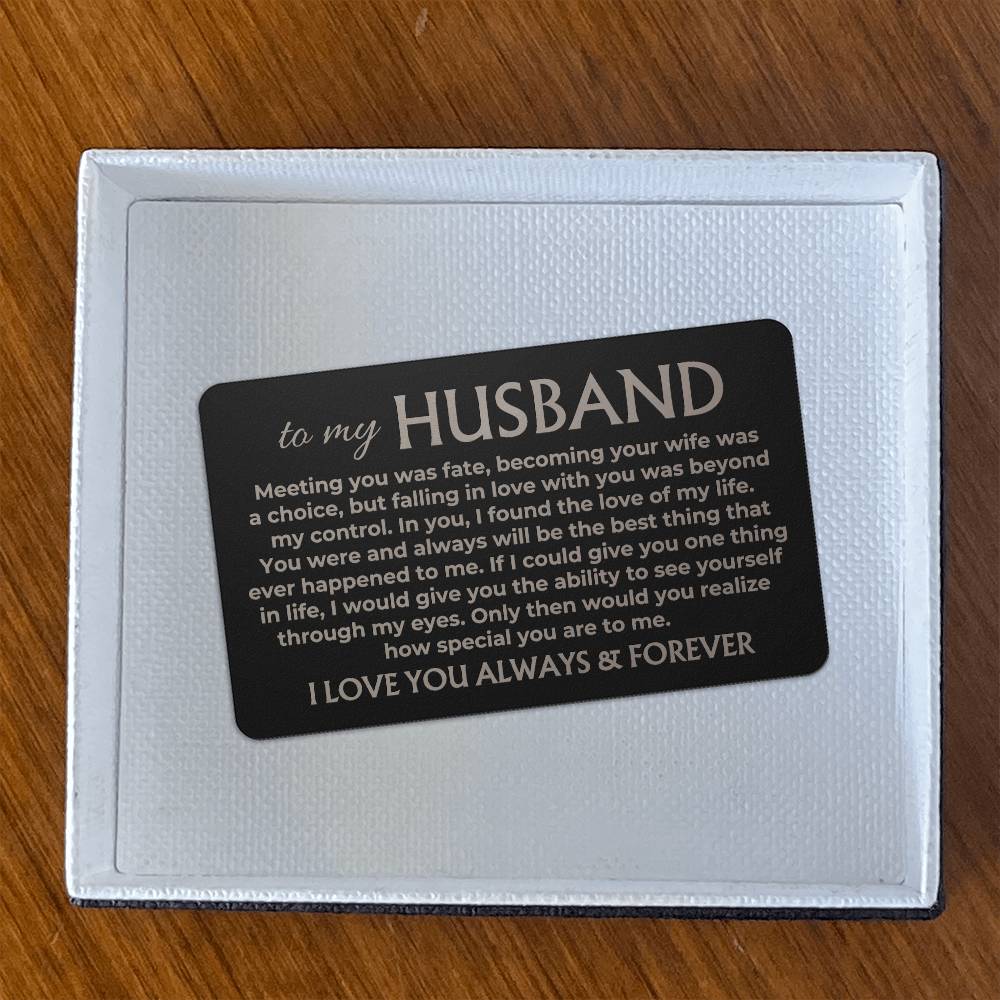 Jewelry To My Husband - Engraved Metal Wallet Card - MWC01