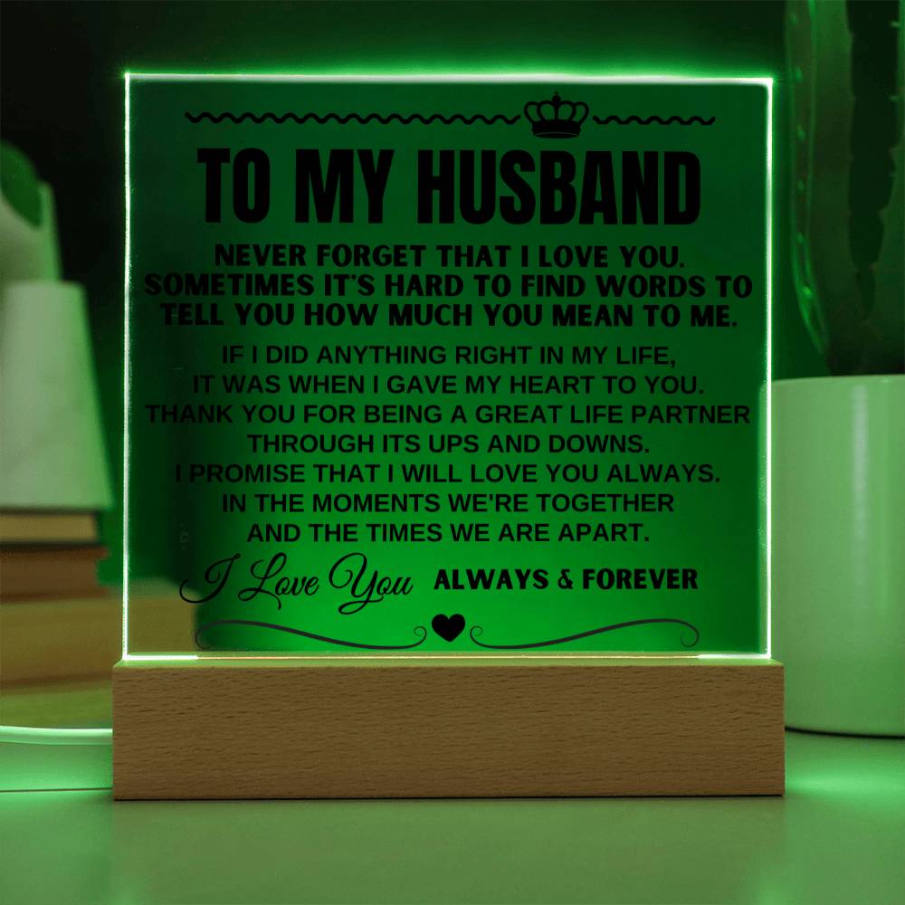 Jewelry To My Husband "I Love You Always & Forever" Acrylic Plaque - AC15