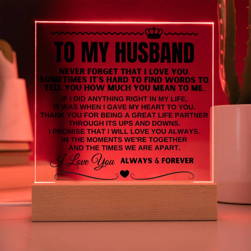 Jewelry To My Husband "I Love You Always & Forever" Acrylic Plaque - AC15