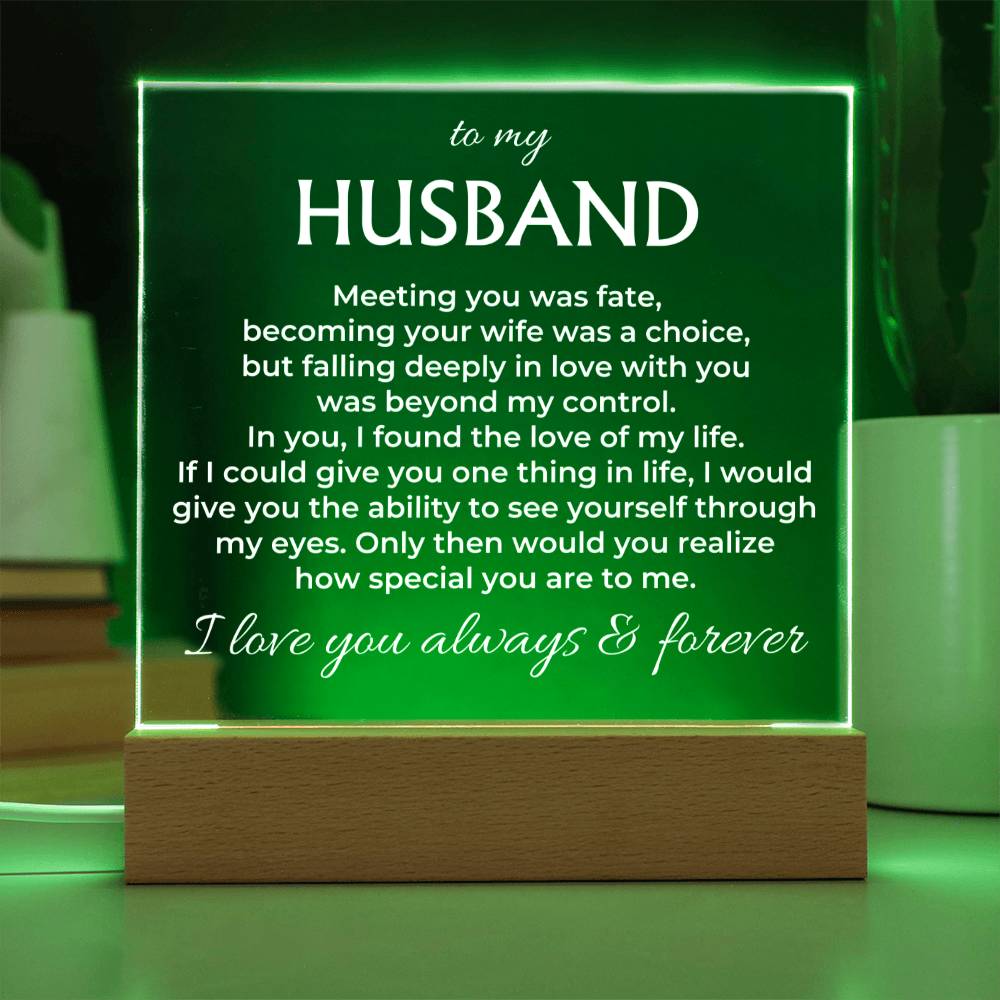 Jewelry To My Husband "I Love You Always & Forever" Acrylic Plaque with LED-Lit Wood Base - AC37