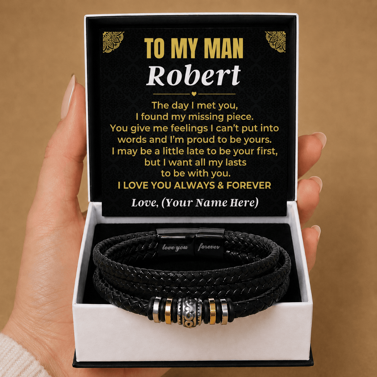 Jewelry To My Man - I Love You Forever - Personalized Braided Bracelet Gift Set - SS620