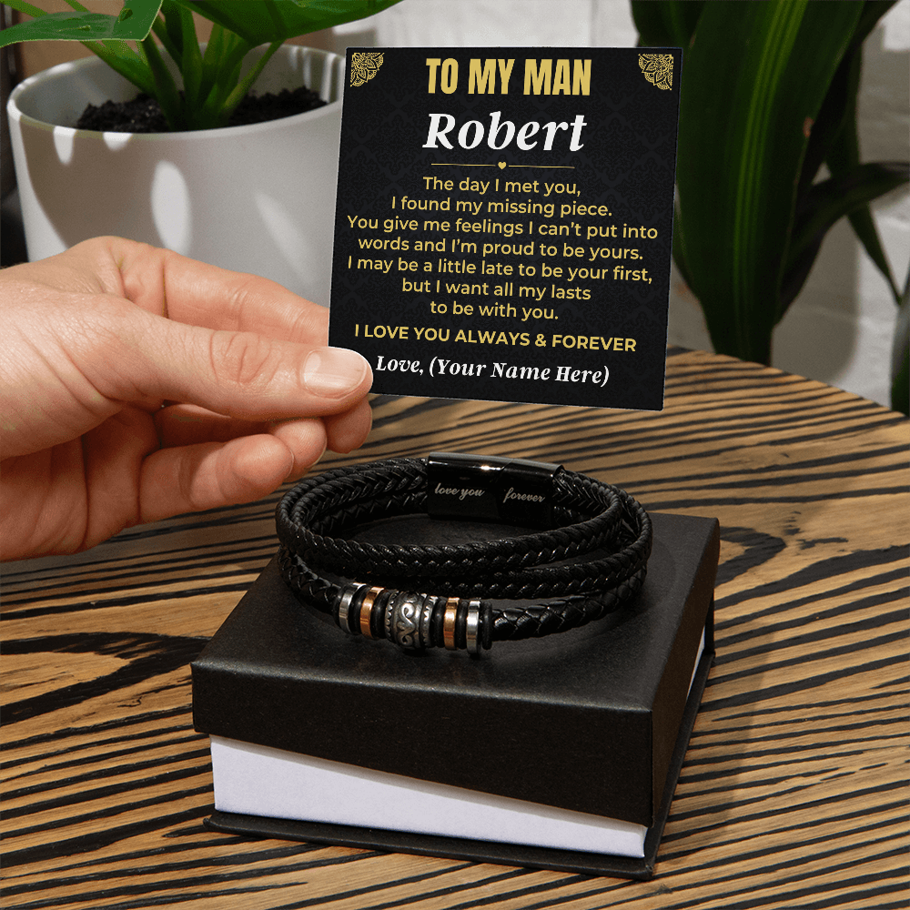 Jewelry To My Man - I Love You Forever - Personalized Braided Bracelet Gift Set - SS620