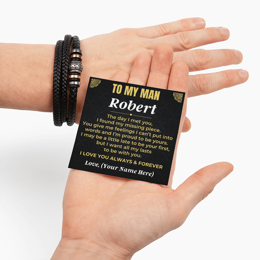 Jewelry To My Man - I Love You Forever - Personalized Braided Bracelet Gift Set - SS620