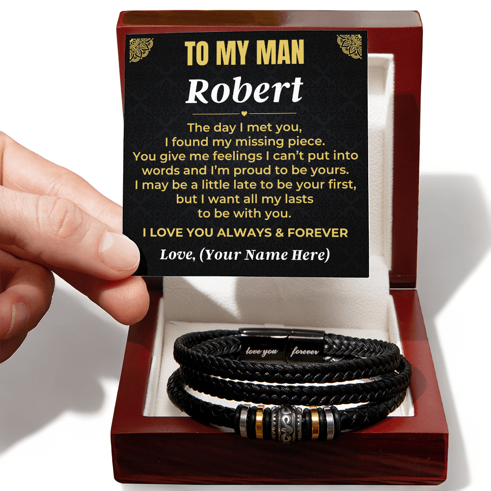 Jewelry To My Man - I Love You Forever - Personalized Braided Bracelet Gift Set - SS620