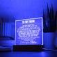 Jewelry To My Man "I Want All My Lasts to Be With You" Acrylic Plaque with LED-Lit Wood Base - AC38