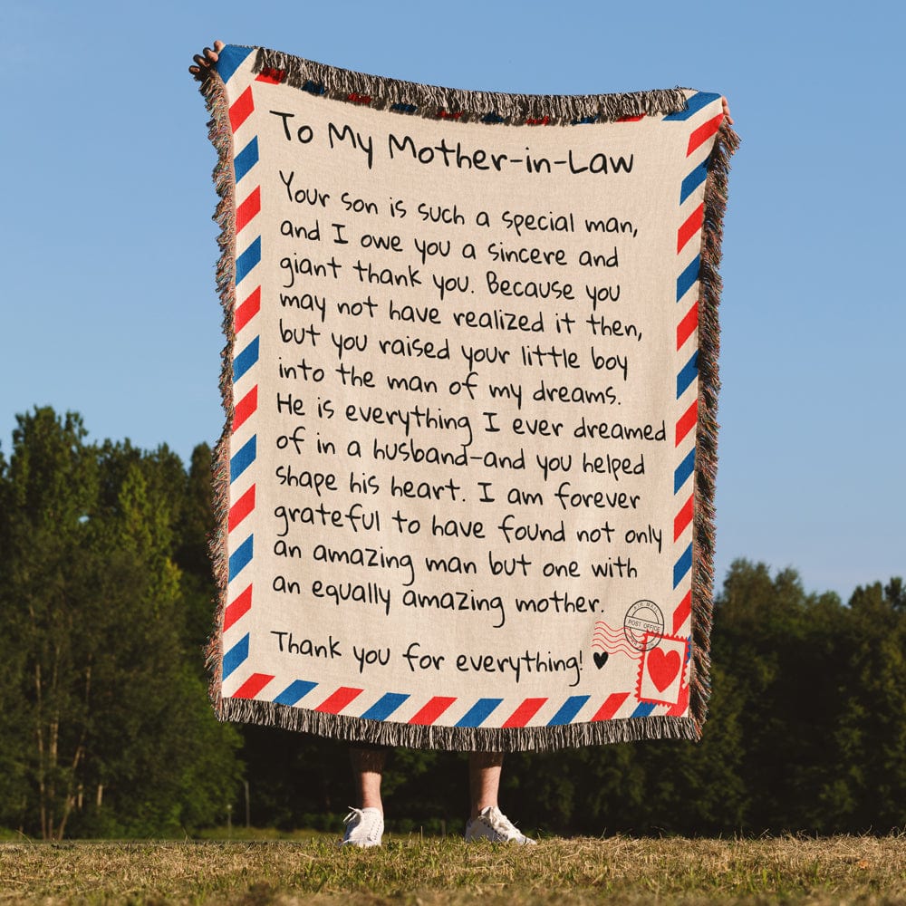 Jewelry To My Mother-in-Law | 100% Cotton Woven Blanket | Giant Love Letter - WB07