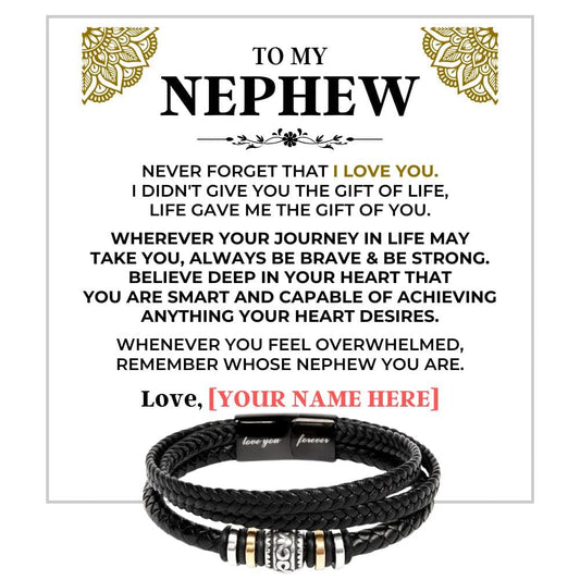 Jewelry To My Nephew | Braided Leather Bracelet Gift Set - SS615