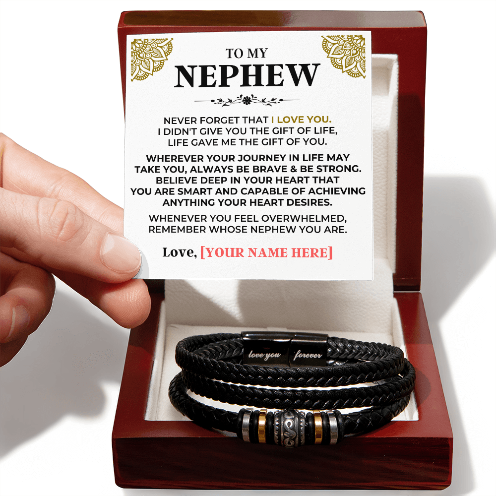 Jewelry To My Nephew | Braided Leather Bracelet Gift Set - SS615