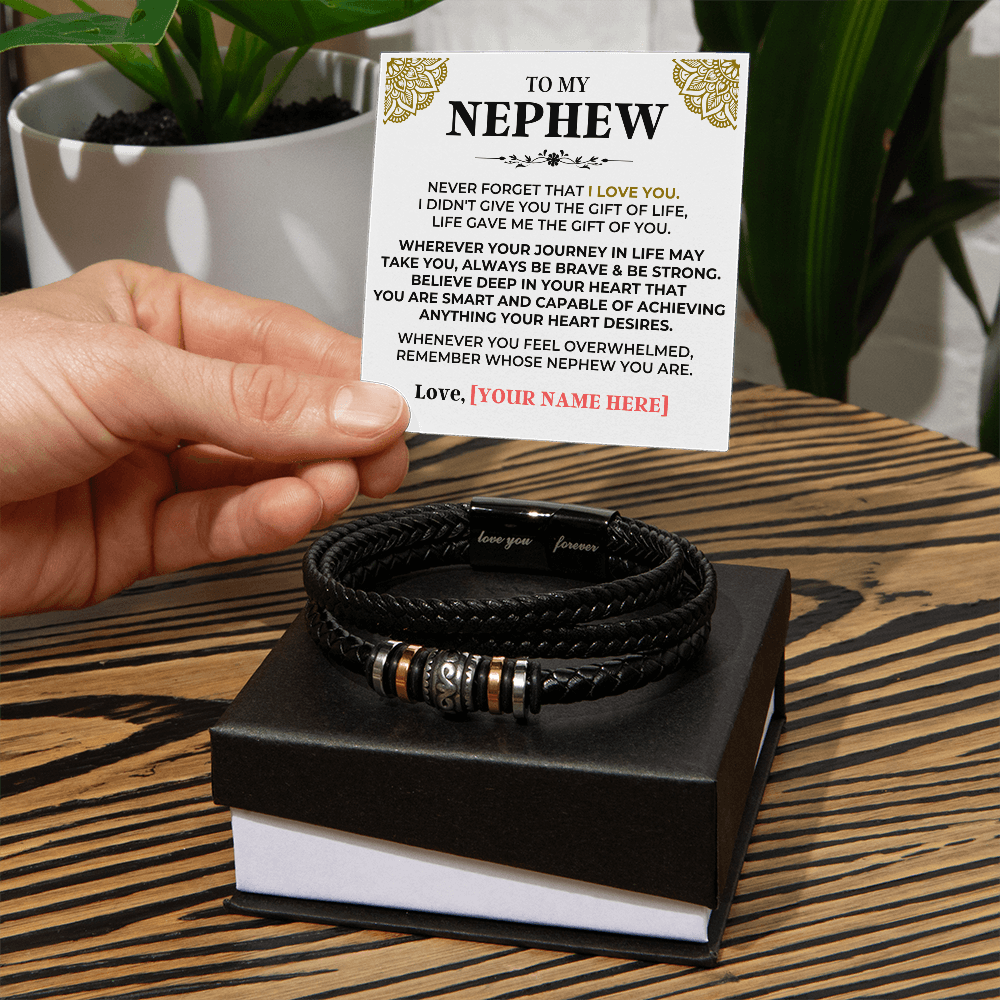 Jewelry To My Nephew | Braided Leather Bracelet Gift Set - SS615
