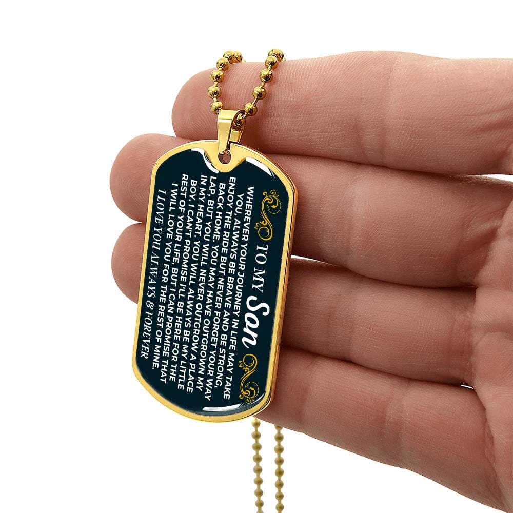 Jewelry To My Son - 18k Gold Finish Love Tag - SS599