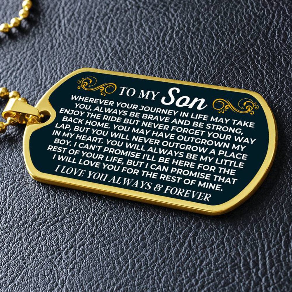 Jewelry To My Son - 18k Gold Finish Love Tag - SS599