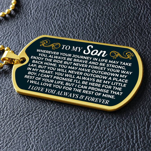 Jewelry To My Son - 18k Gold Finish Love Tag - SS599