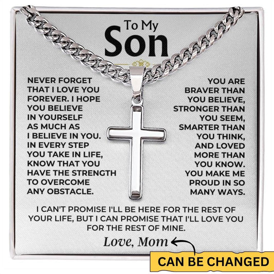 Jewelry To My Son - Cuban Link - Artisan Cross - Gift Set - SS542S