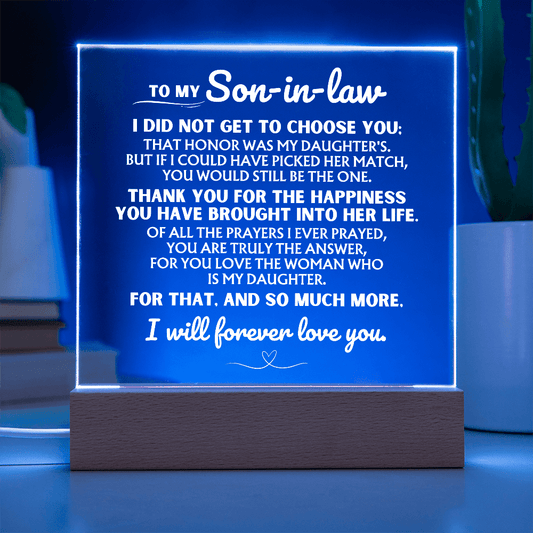 Jewelry To My Son-in-Law  "Thank you for loving my daughter" Acrylic Night Lamp ❤️ AC52