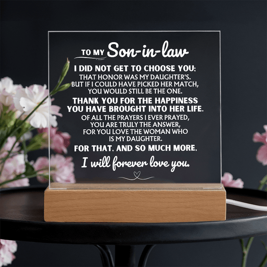 Jewelry To My Son-in-Law  "Thank you for loving my daughter" Acrylic Night Lamp ❤️ AC52