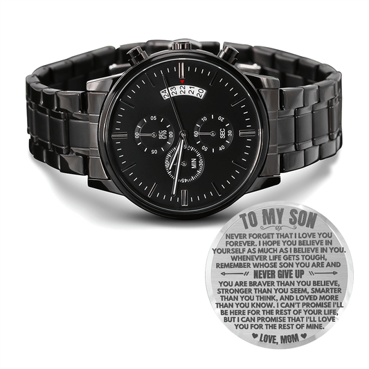 Jewelry To My Son - Love, Mom - Engraved Chronograph Watch - SS492M