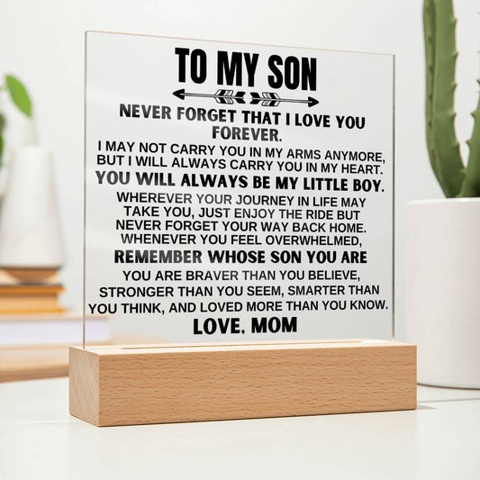 Jewelry To My Son - Love Mom - LED-Lit Acrylic Plaque - AC24